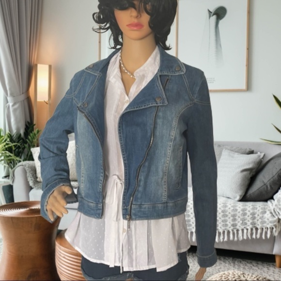 Asymmetrical Cropped Jean Jacket MNG by Mango - Picture 6 of 14